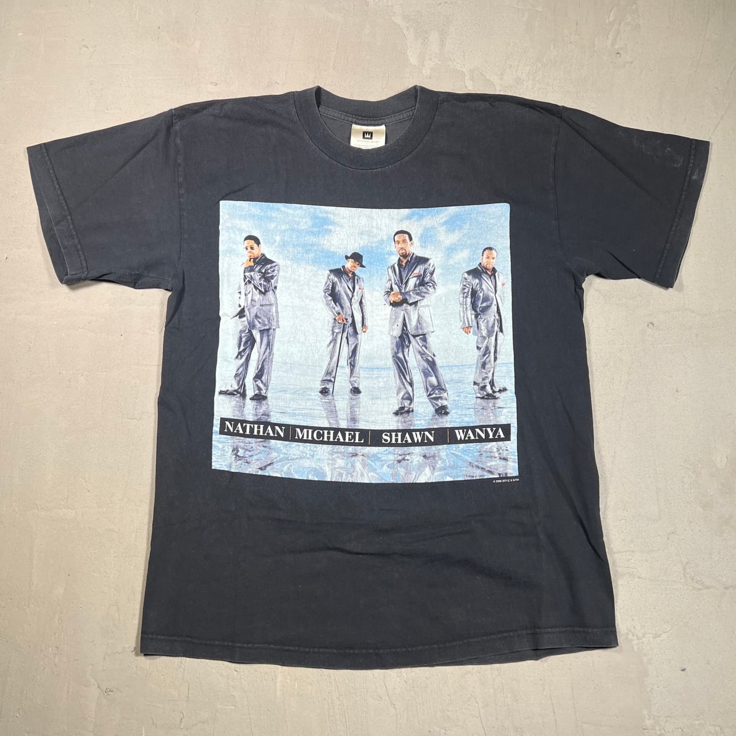 2000 Boys 2 Men Crew Black Tee Size Large USED v18060