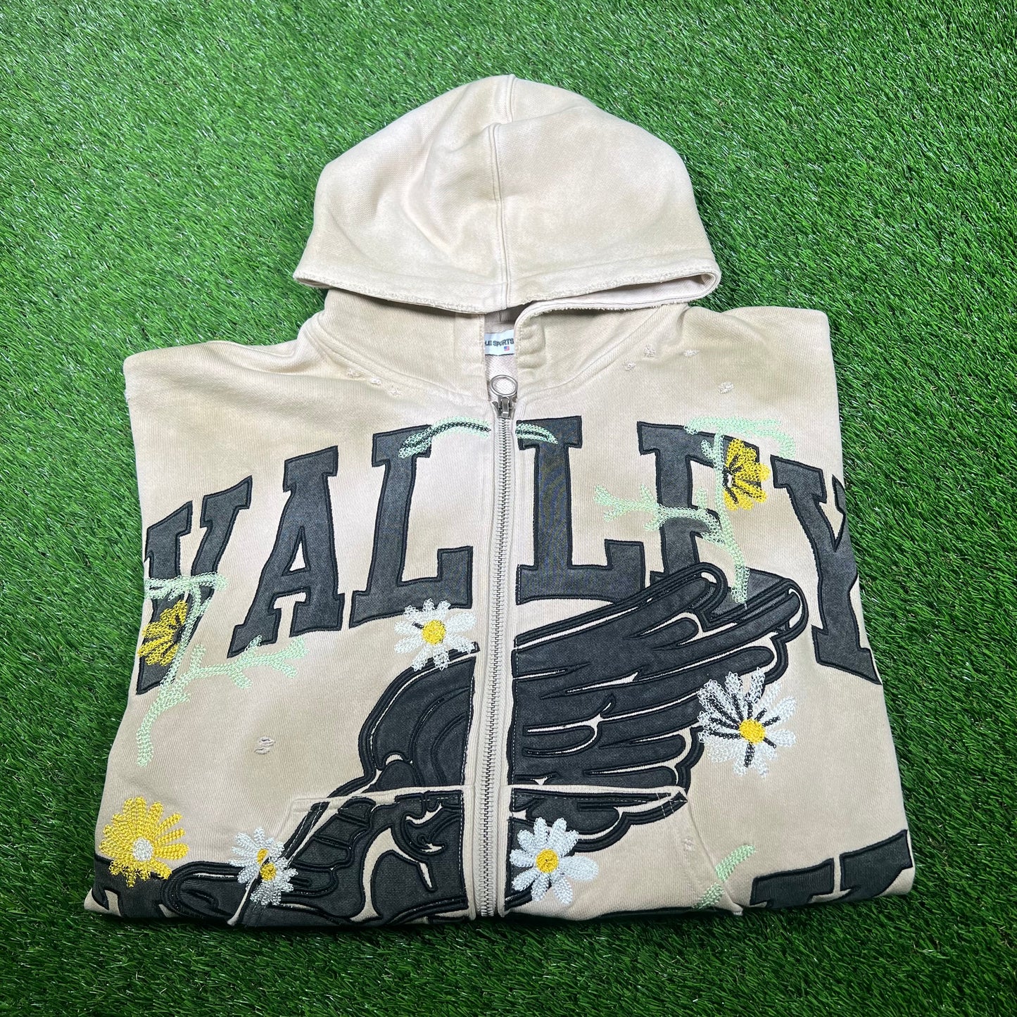 Vale Sports Division "Valley Track" Flower Embroidered Full Zip Hoodie Size XL USED x14850