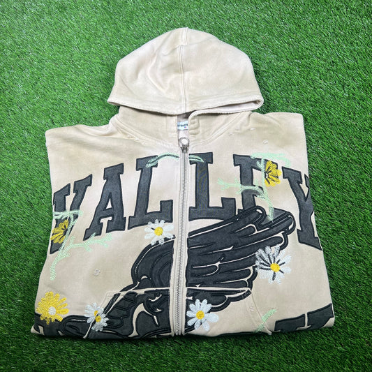Vale Sports Division "Valley Track" Flower Embroidered Full Zip Hoodie Size XL USED x14850