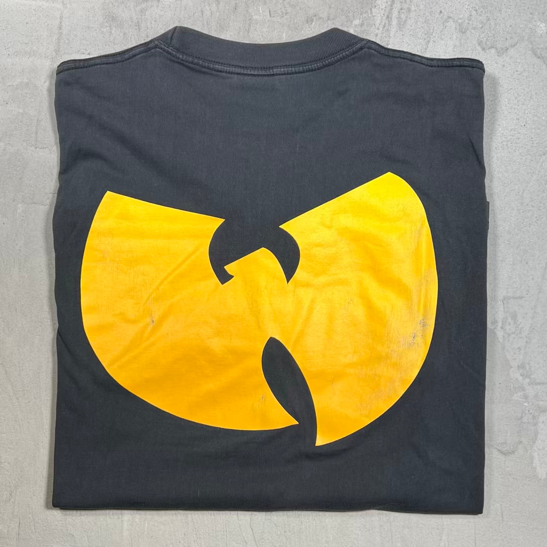 1990s Wu Tang Hip Hop Black Tee Size Large USED v4739