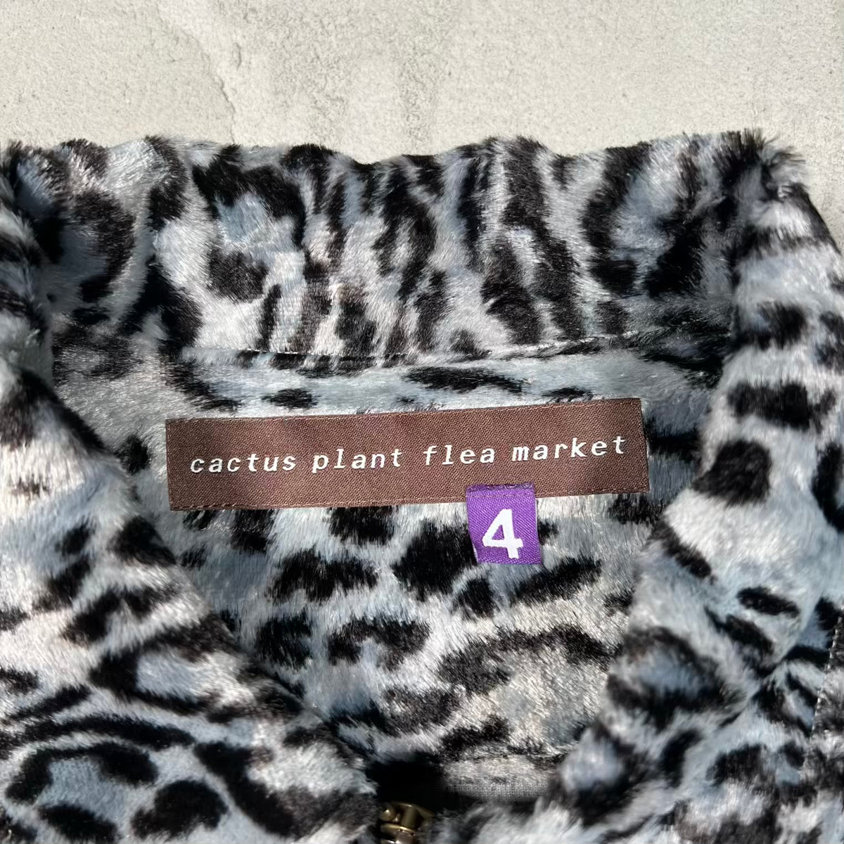 Cactus Plant Flea Market CPFM Ranch Grey Leopard Fleece Zip Up Jacket (2021) Size 4 (XL) USED x18886