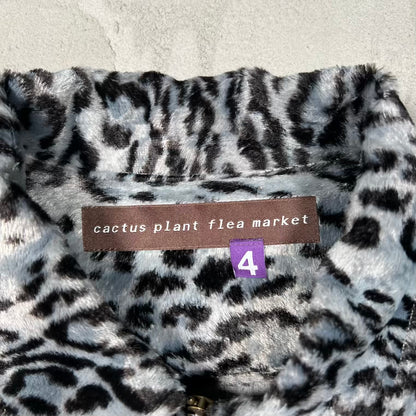 Cactus Plant Flea Market CPFM Ranch Grey Leopard Fleece Zip Up Jacket (2021) Size 4 (XL) USED x18886