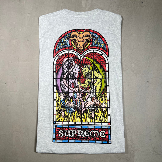 Supreme Worship Ash Grey Tee (2023) Size Medium USED x17320