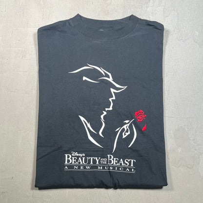 Disneys Beauty and the Beast New Musical Black Tee Size Large USED v14946
