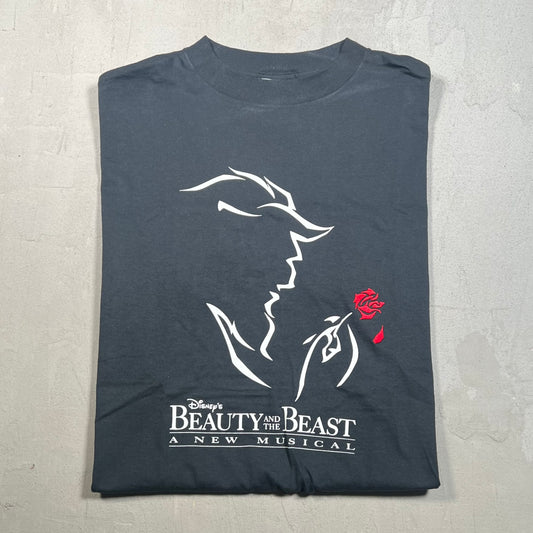 Disneys Beauty and the Beast New Musical Black Tee Size Large USED v14946