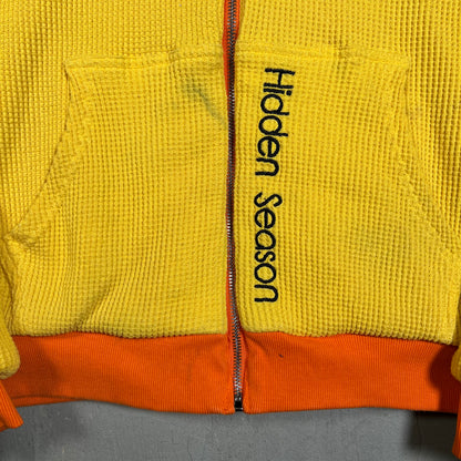 Hidden Season Orange/Yellow Reversible Hoodie Size Small USED x17202
