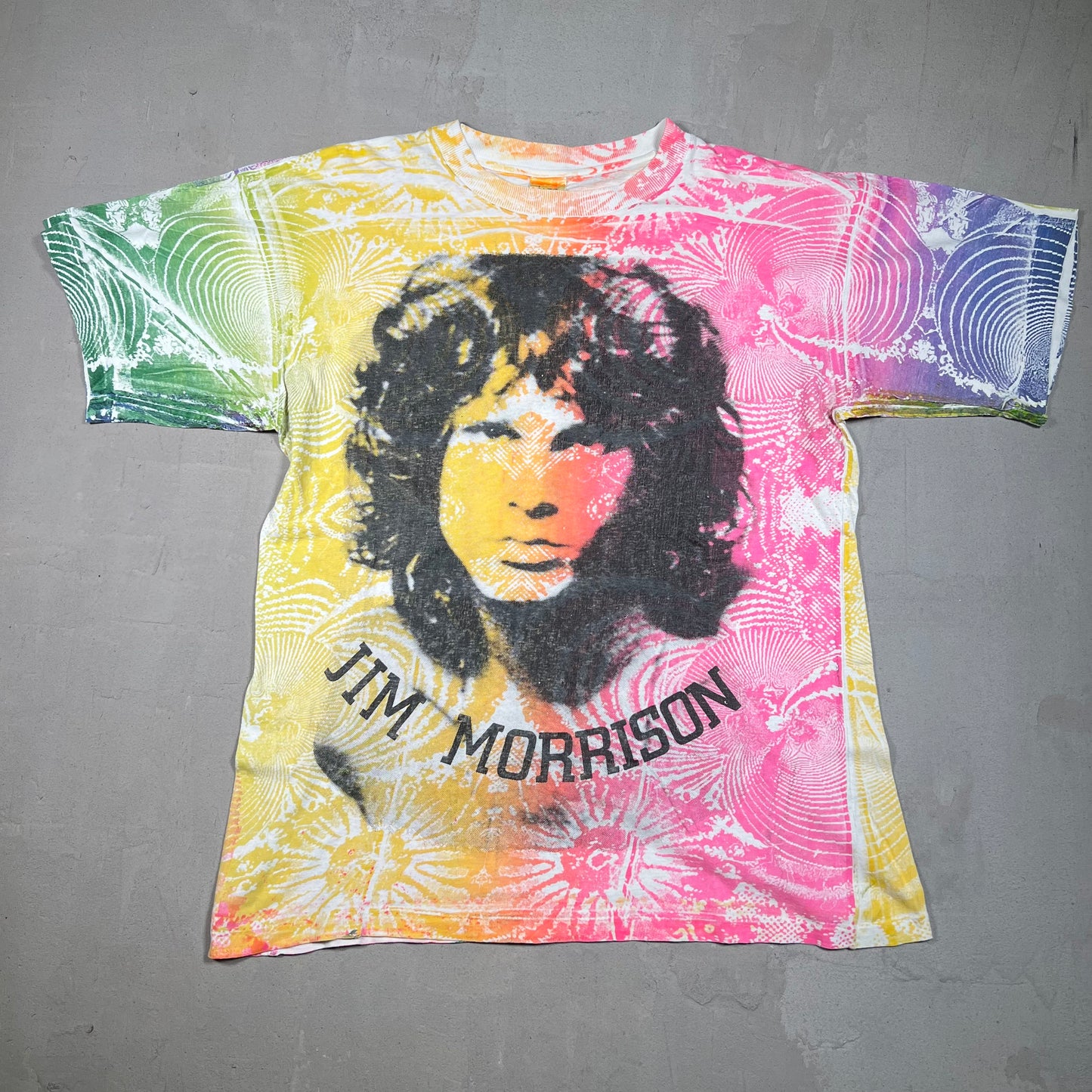1980s Jim Morrison "Mosquitohead" Tie Dye Tee Size XL USED v19502
