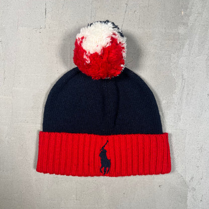 Polo Ralph Lauren Navy/Red Horse Logo Beanie USED v19006