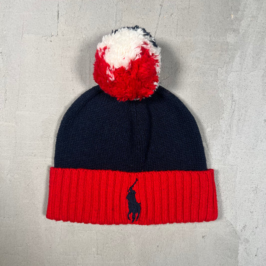 Polo Ralph Lauren Navy/Red Horse Logo Beanie USED v19006