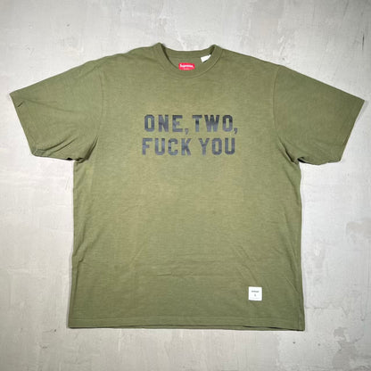 Supreme One Two Fuck You Olive Green Tee (2023) Size Large USED x18752