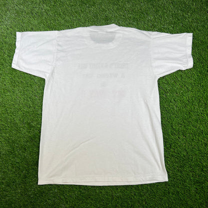 Y2K Theres A Right Way And My Way White Tee Size Medium USED v16615
