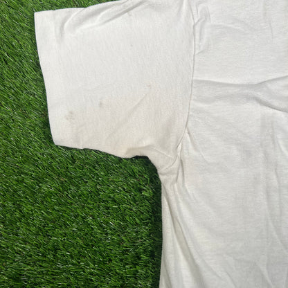 1988 LA Lakers Three Peat World Champs White Tee Size Medium USED v18106