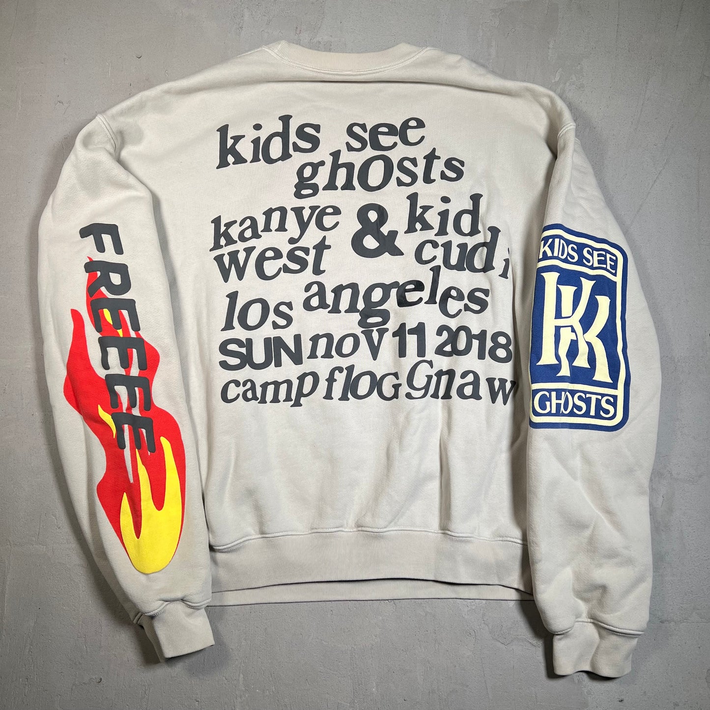 CPFM Kids See Ghost Kanye Cudi I feel Ghosts Tan Crewneck Size Large USED x3041