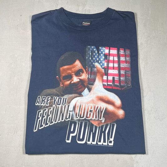 1997 Mr Bean Are you Feeling Lucky Punk Navy Tee Size XL USED v4027