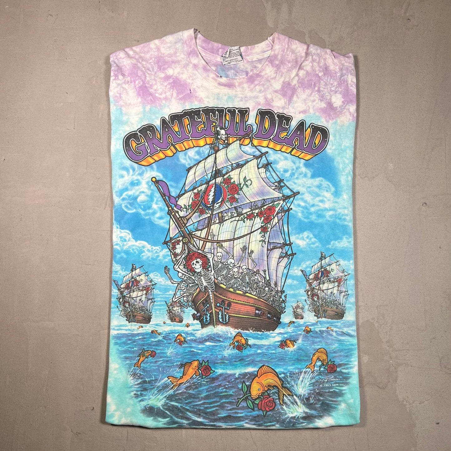 1993 Grateful Dead "Ship of Fools' Sailing Tie Dye Tee Size XL USED v16367