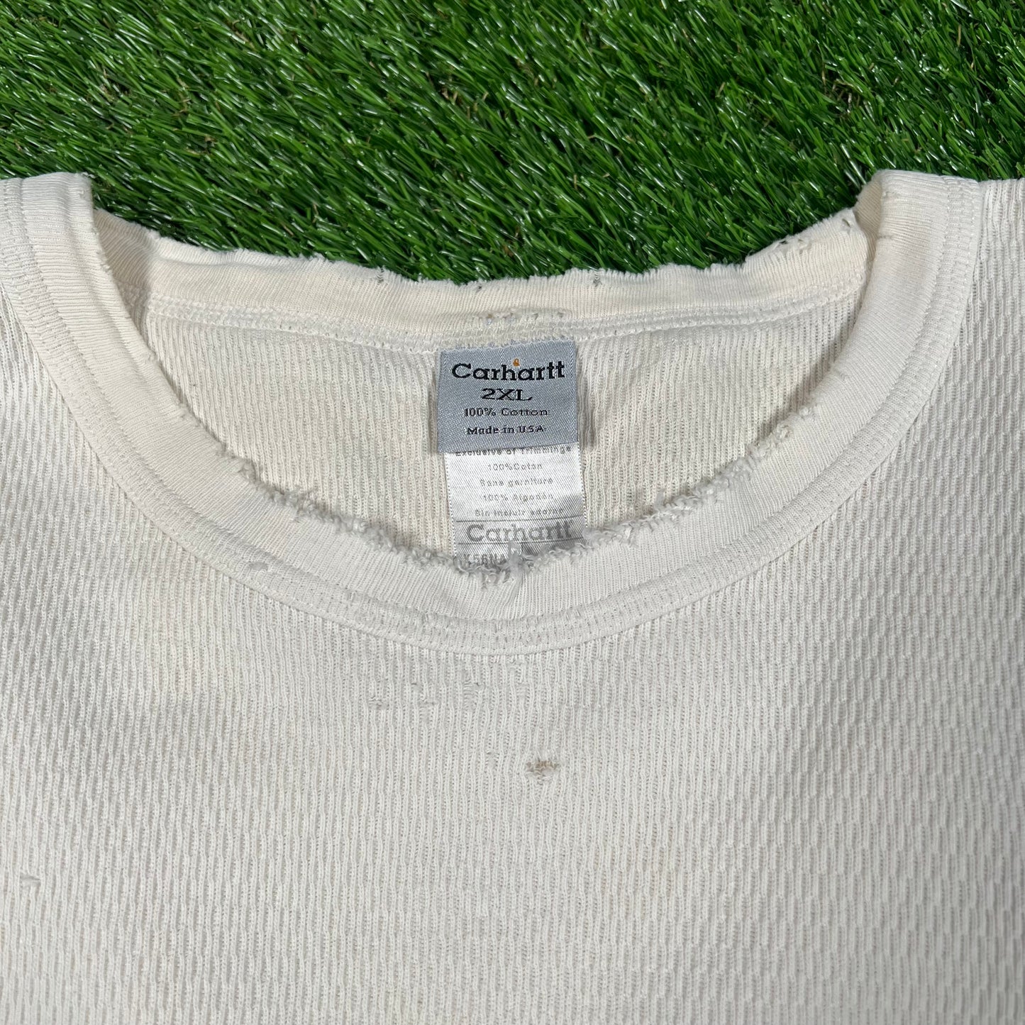 1990s Carhartt White Thermal Size XXL USED v17581