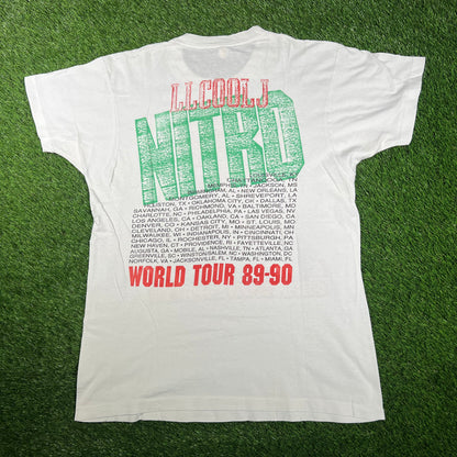 1990 LL Cool J Nitro World Tour White Tee Size Medium USED v17160