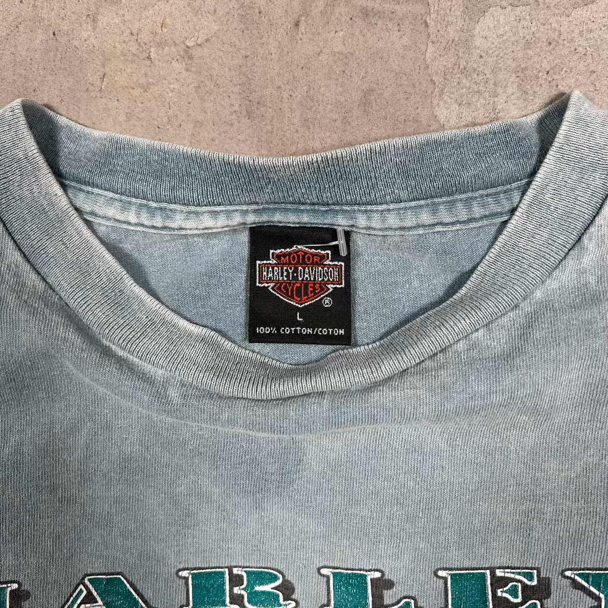 2000 Harley Davidson Light Blue "Orwigsburg, PA" Tee Size Large USED v20423