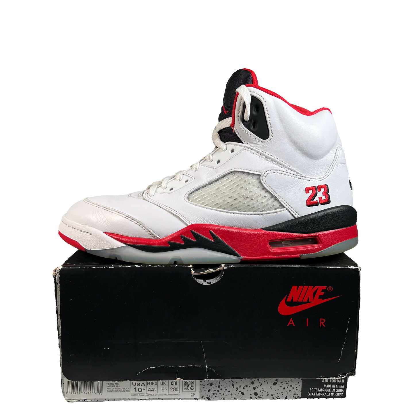 Jordan 5 Fire Red Black Tongue (2025) Size 10.5 USED s22369