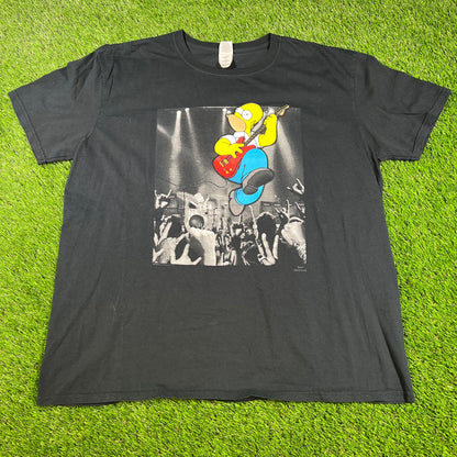 Homer Simpson Black Guitar Tee Size XL USED v16602