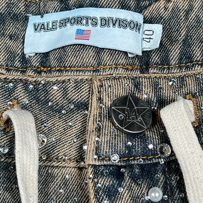 Vale Forever Rainstom Rhinestone Denim Jean Jhorts Size 40 NEW x14275