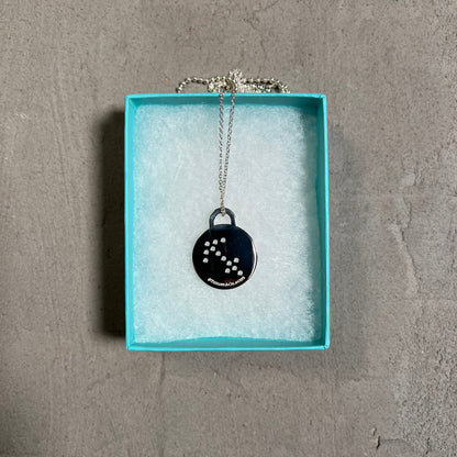 Tiffany & Co Round Tag Zodiac Sagittarius Silver Pendant Necklace USED x17638