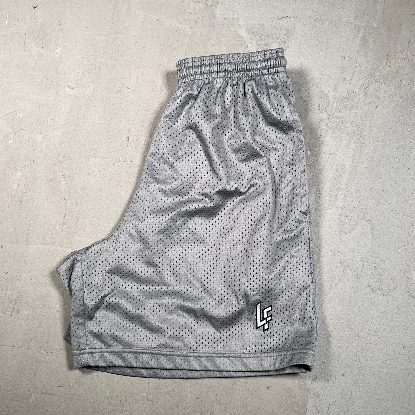 Lost Files Mesh Shorts Grey Logo Size Medium USED v19426