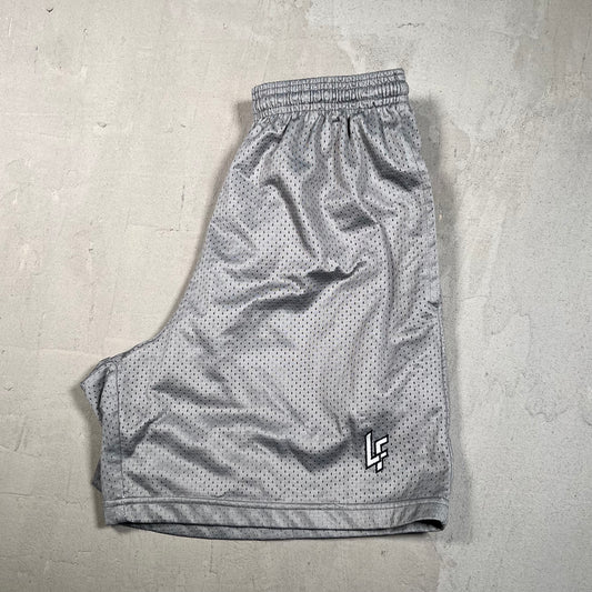Lost Files Mesh Shorts Grey Logo Size Medium USED v19426