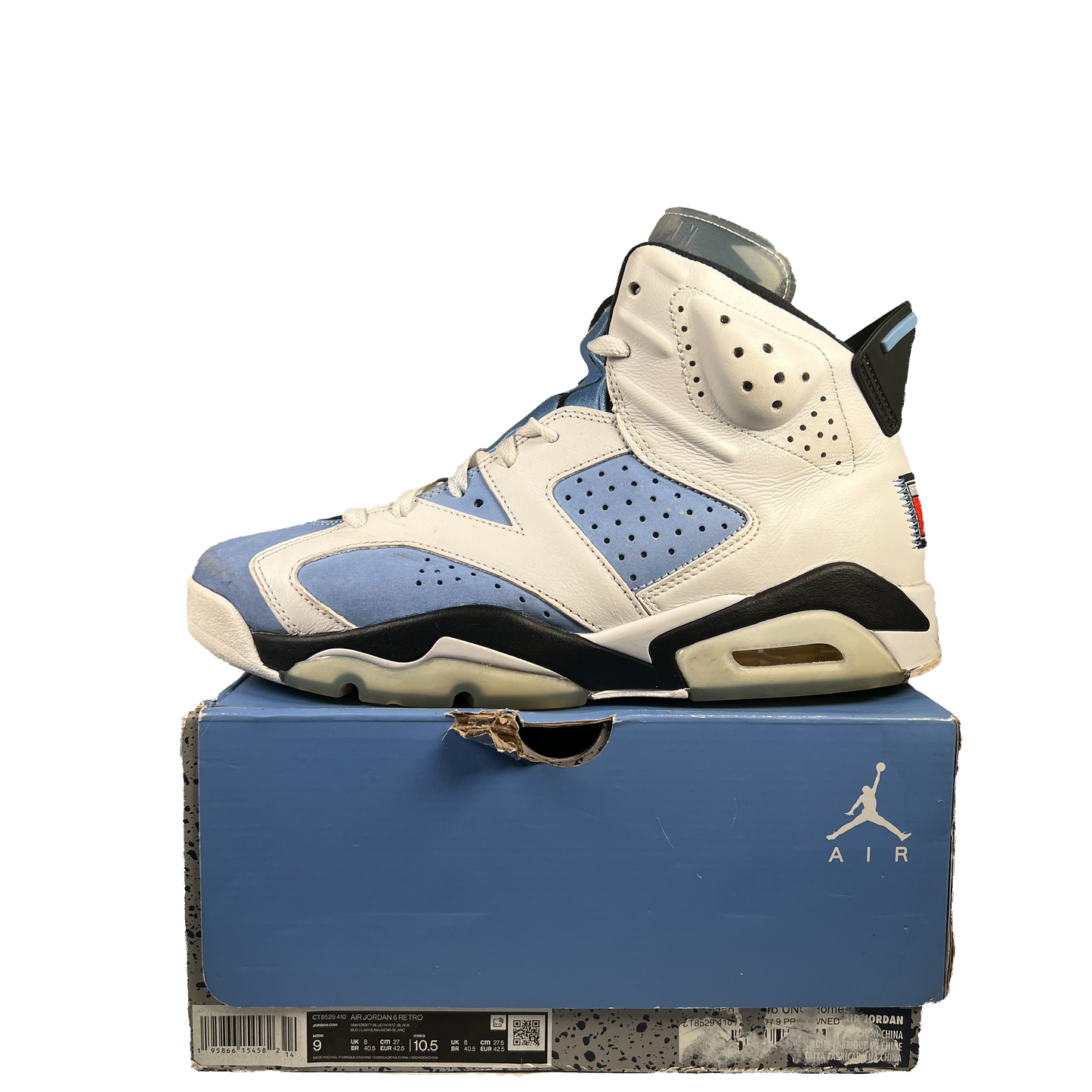 Jordan 6 UNC White (2022) Size 9 USED s19837