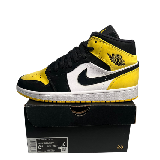 Jordan 1 Mid Yellow Toe Black Size 8.5 USED s17598