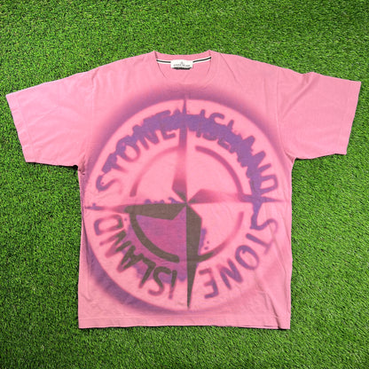 Stone Island Pink Garment Dyed Tee Size Large USED x16249