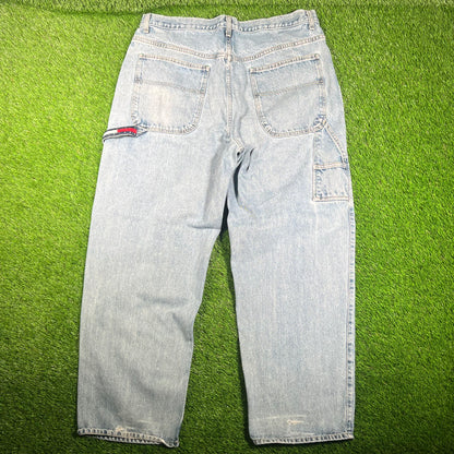 1990s Tommy Hilfiger Blue Jeans Hammer Loop Size 40x32 USED v18064