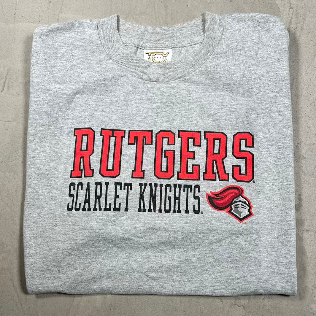 Y2K Rutgers Scarlet Knights Grey Tee Size Medium USED v20073