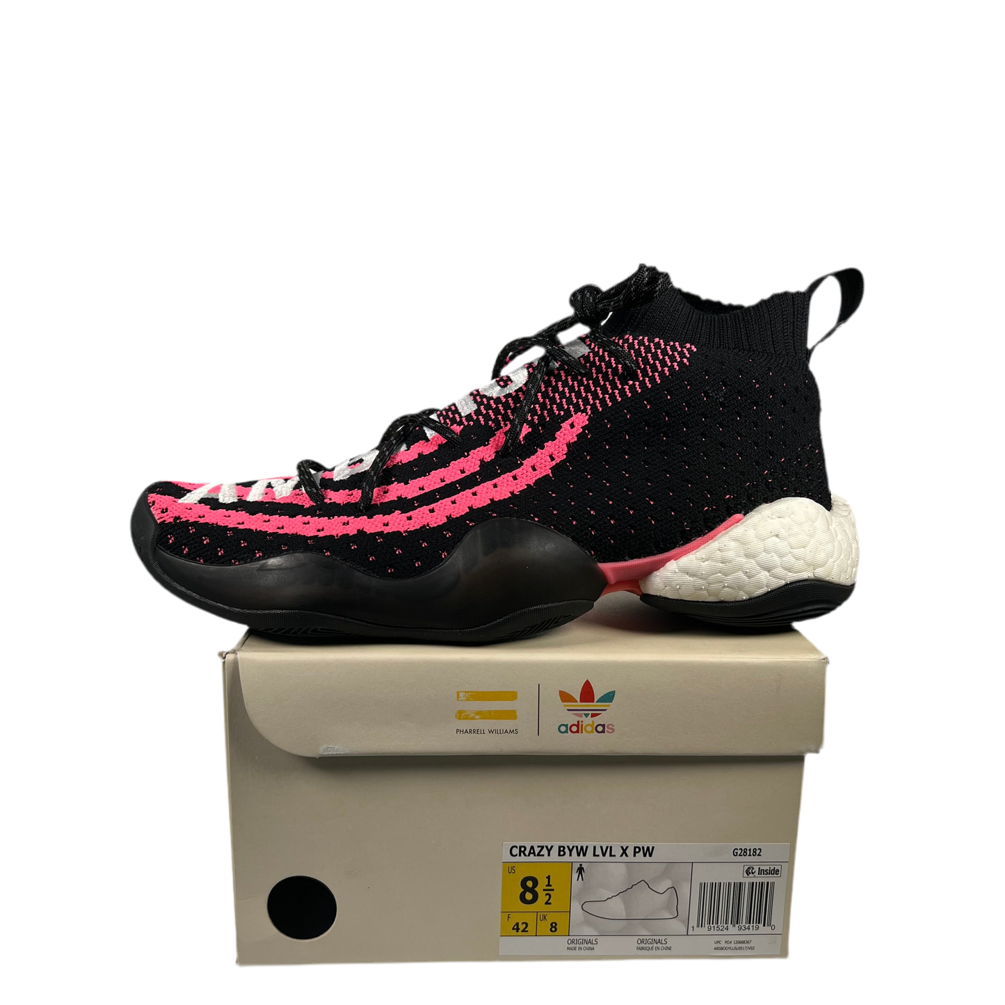 Adidas Crazy BYW LVL Pharell Ambition Black (2018) Size 8.5 USED s18723