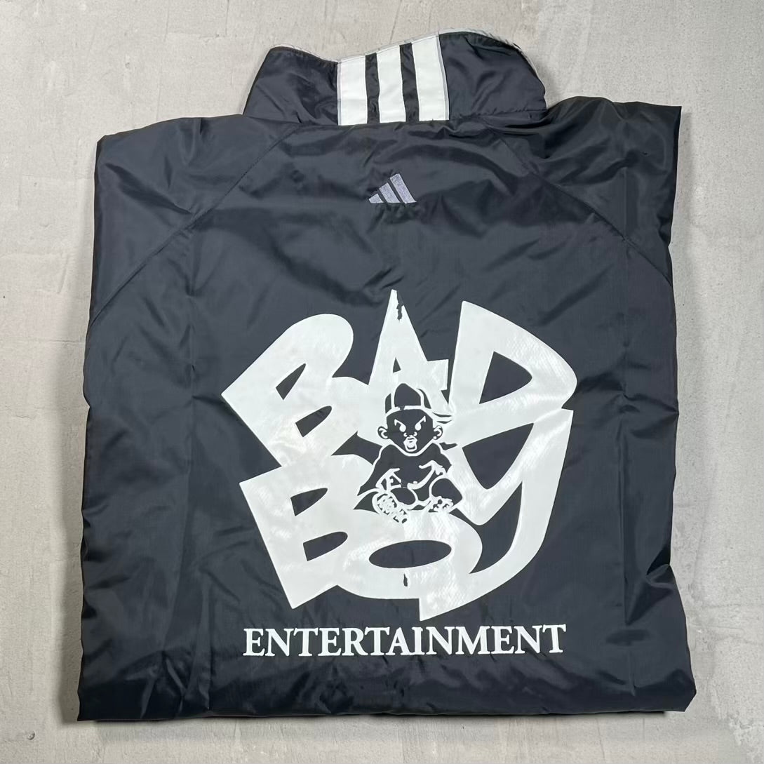 1990s Bad Boys Ent Adidas Promo Track Zip Up Black Jacket Size XXL USED v20110