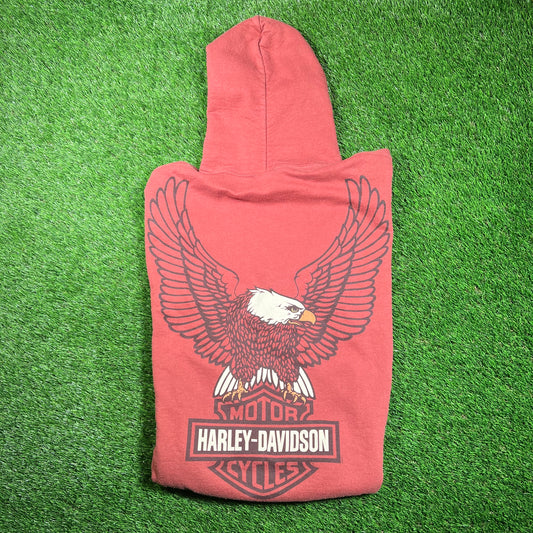 Y2K Harley Davdison Big Logo Brown Hoodie Size Large USED v18784
