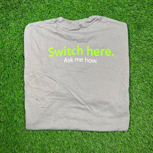 Y2K Apple "Switch Here" Grey Tee Size XL USED v18644