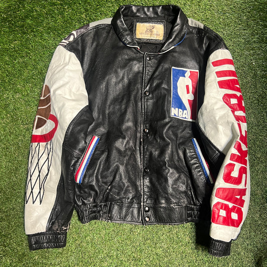 NBA Team Logo Leather Jacket Size XL USED v16411