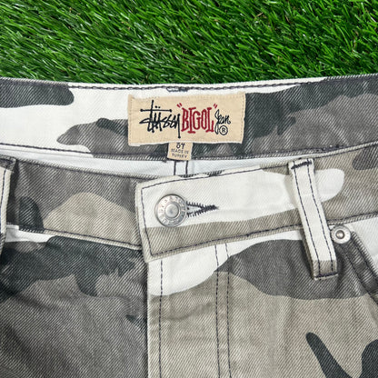 Stussy Bigol White Camo Denim Jeans Size 34 USED x16759