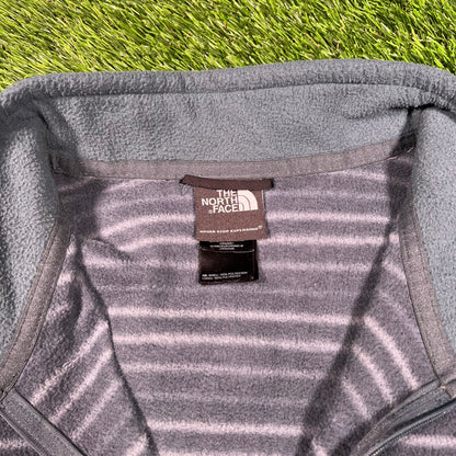 North Face Stripe Blue Light Fleece Size XXL USED v17793