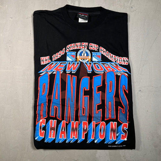 1994 New York Rangers Stanley Cup Champs Black Tee Size Large USED v17806