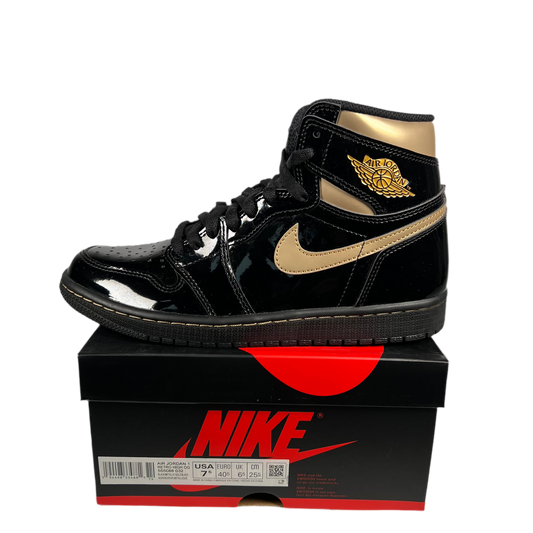 Jordan 1 High Black Metallic Gold (2020) Size 7.5 USED s17726