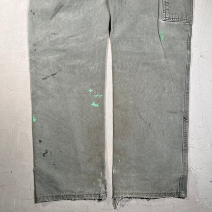 Y2K Dickies Green Workwear Patched Pants Size 32x32 USED v19553