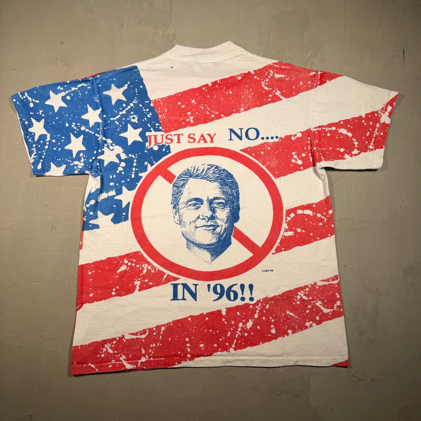 1996 Bill Clinton Just Say No AOP Tee Size Large USED v17691