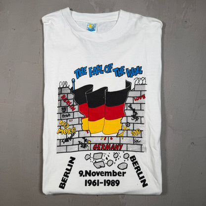 1989 "Fall of the Wall" White Berlin Wall Tee Size XL USED v16816