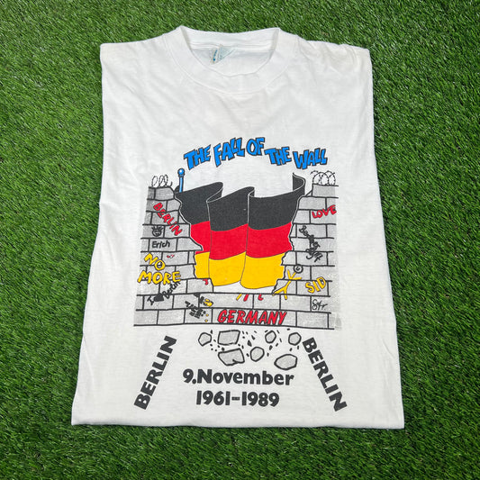 1989 "Fall of the Wall" White Berlin Wall Tee Size XL USED v16816