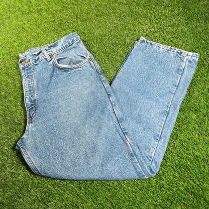 1990s Carhartt Blue Denim Blanket Lined Jeans Size 38 USED v18189