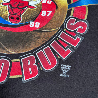 1998 Chicago Bulls NBA Champions Starter Tag Black Tee Size XL NEW v16738
