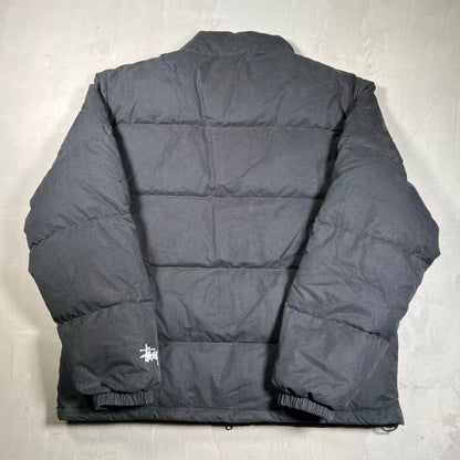 Stussy Ripstop Black Down Puffy Zip Up Jacket Size XL USED x18799