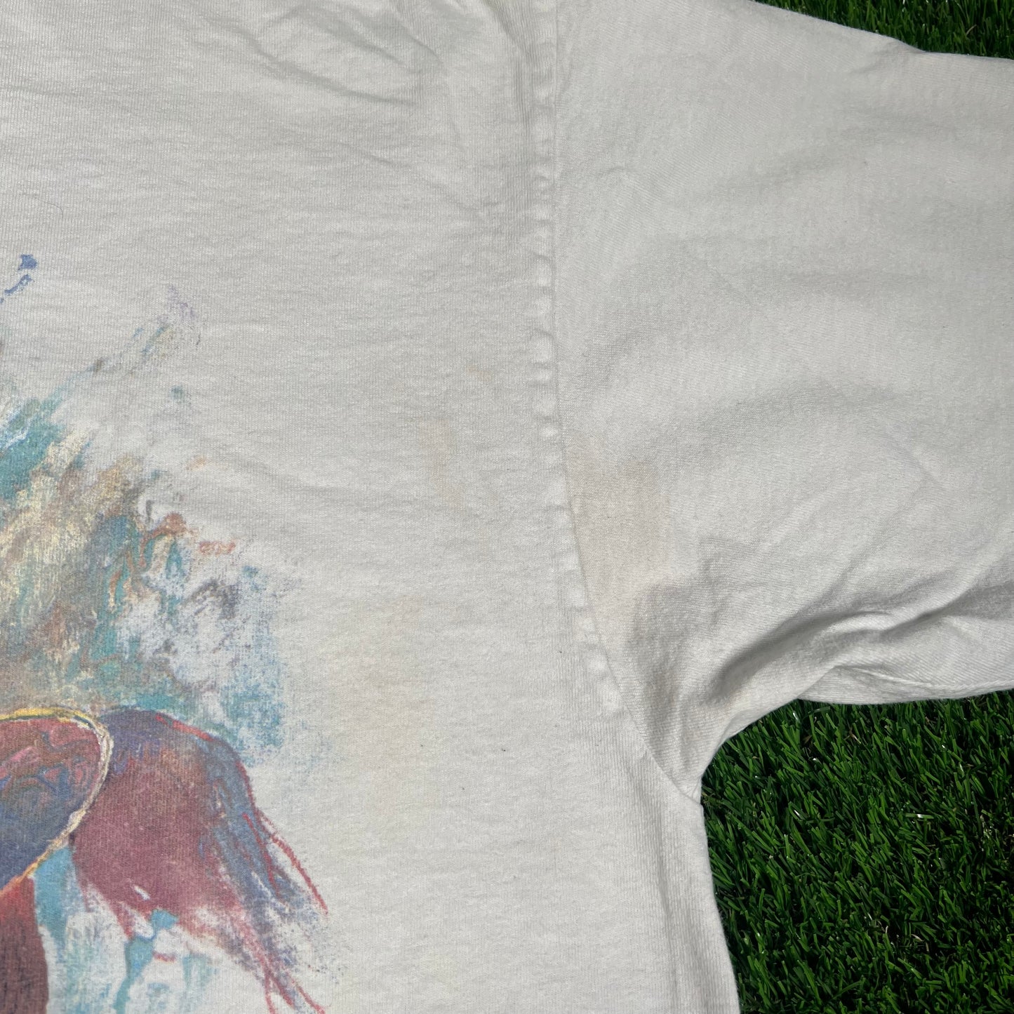1992 Water Color Horse Hat Boots White Tee Size XL USED v17723